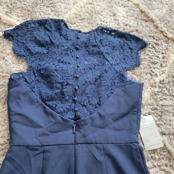 NWT Chi Chi London Lace Detail Bodycon Midi Dress in Blue 8 - Picture 12 of 13